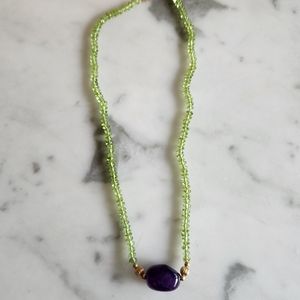 *14kt Geniune Peridot and Amethyst Necklace. Gorgeous!